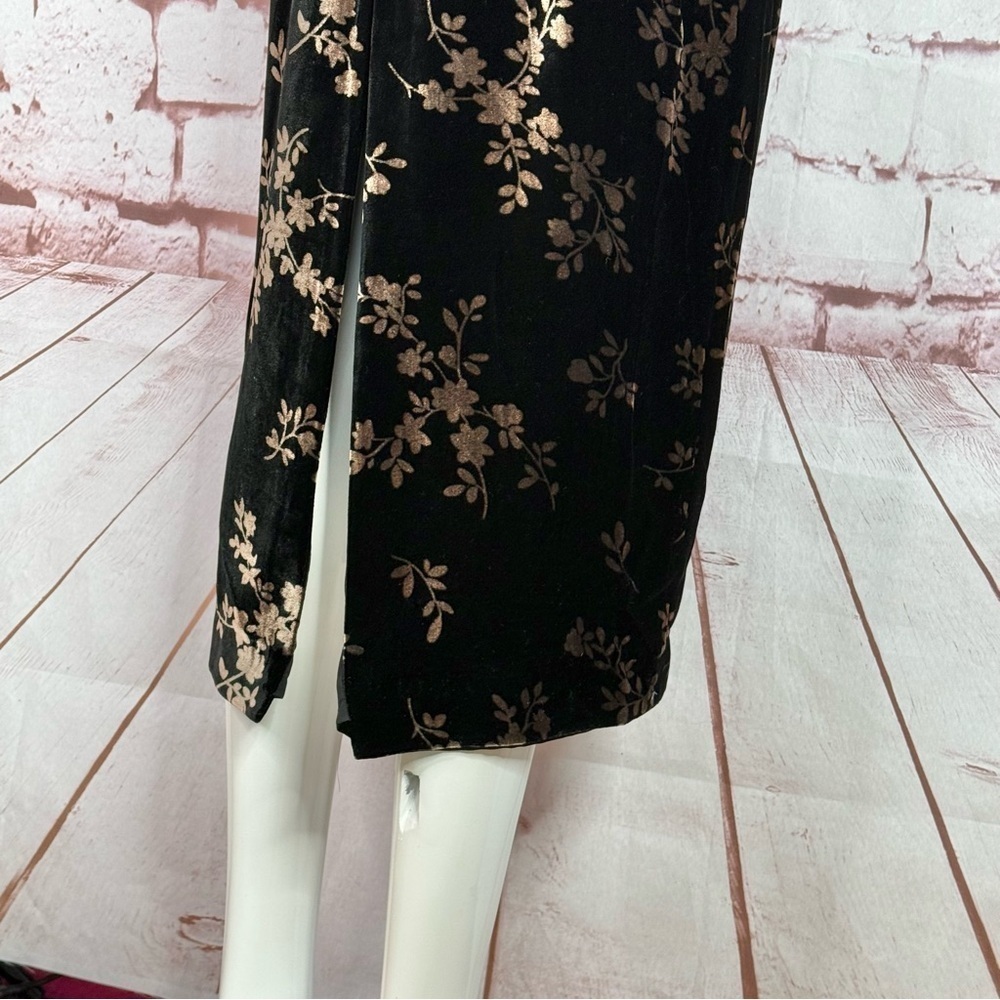 JONES NY EVENING 6P Black & Brown Velvet Design Sleeveless Sheath Midi Dress - Picture 7 of 16